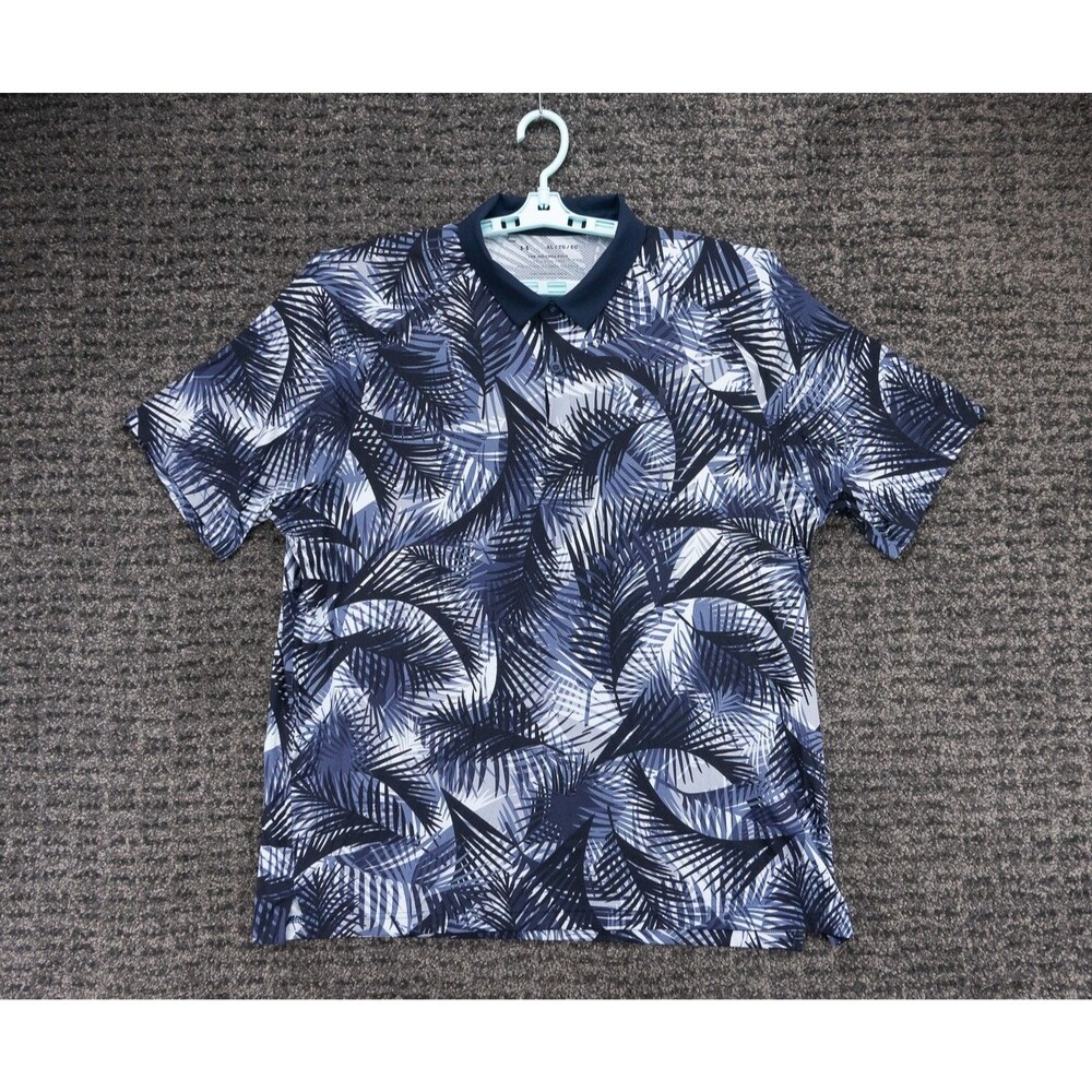 Under Armour Shirt Mens XL Blue All Over Floral Print The ISO Chill Polo Golf